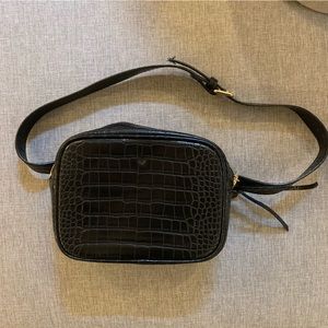 Ela x Sasha Exeter vegan leather belt bag - black croc